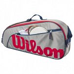 Wilson Junior 3 Pack Racketbag Grey Eqt / Red