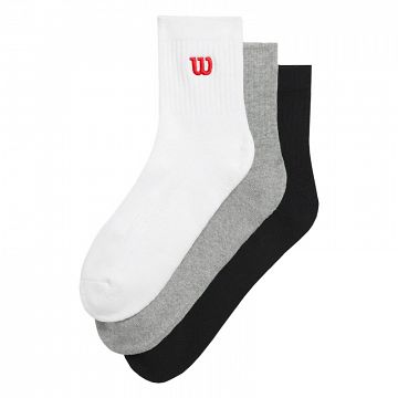 Wilson Quarter-Top Socks 3P White / Black / Gray